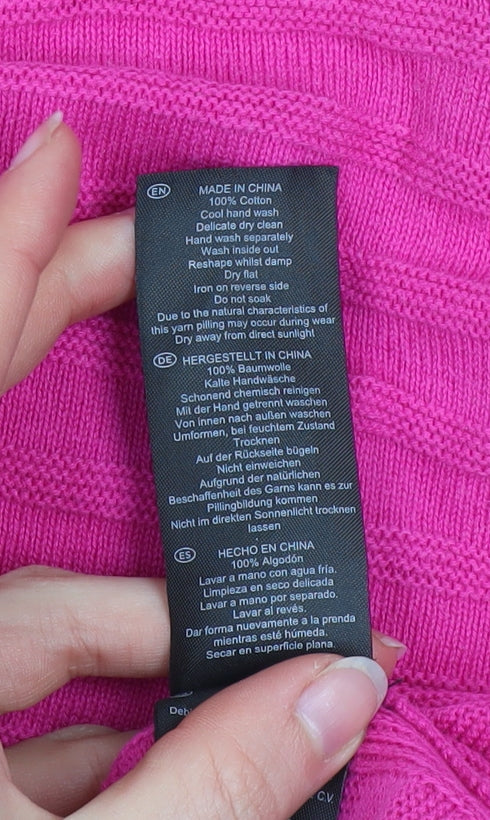 Hobbs Women’s Pink Cotton Knit Long Sleeve Pullover Jumper M