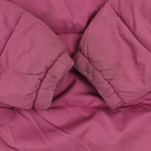 FatFace Girls Pink Faux Fur Hooded Puffer Jacket Coat 10-11 Years