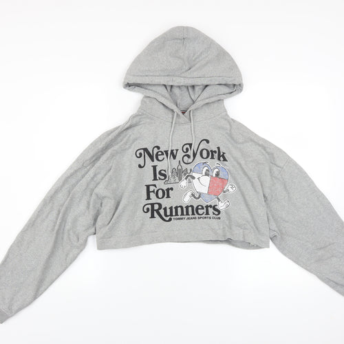 Tommy Jeans Women’s Grey Cropped Hoodie Small New York Print