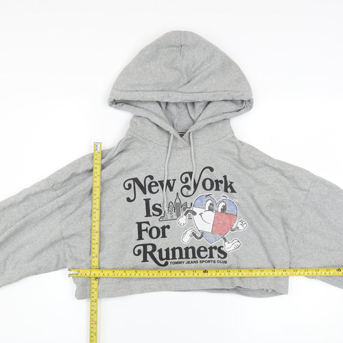 Tommy Jeans Women’s Grey Cropped Hoodie Small New York Print