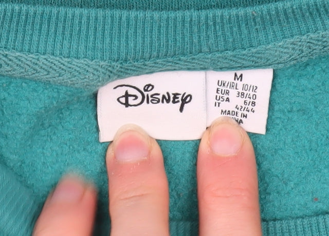 Disney Women Green Donald Duck Sweatshirt UK 10/12 Medium Crew Neck Pullover