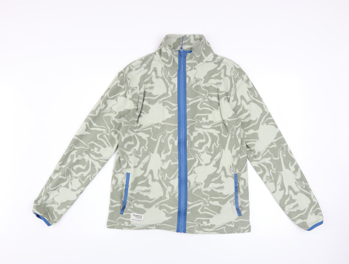 Dunnes Stores Men's Green Camouflage Fleece Zip Jacket Size 34 Regular Fit