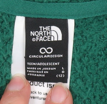 The North Face Green Teens Hooded Fleece Jacket Size 12