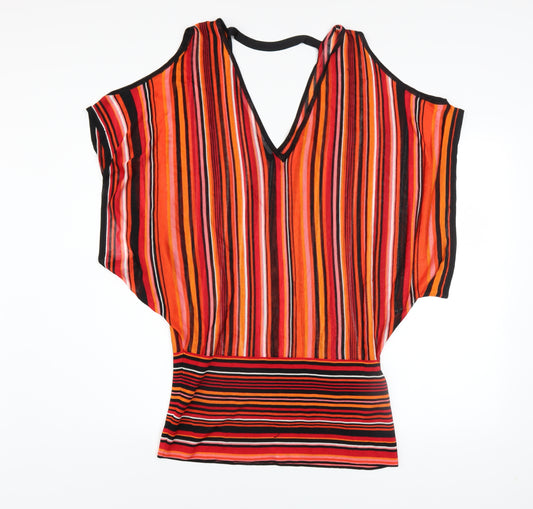 Star by Julien Macdonald Women's Multicoloured Striped Viscose Tunic Blouse Size 14