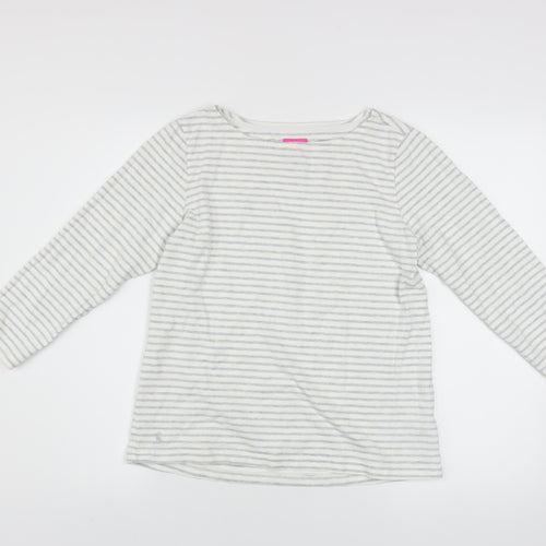 Joules Women Grey Stripe Cotton Pullover Sweatshirt UK 10