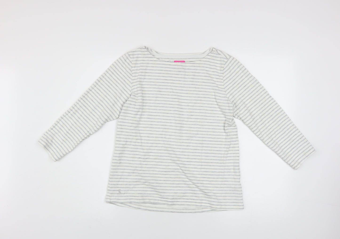 Joules Women Grey Stripe Cotton Pullover Sweatshirt UK 10
