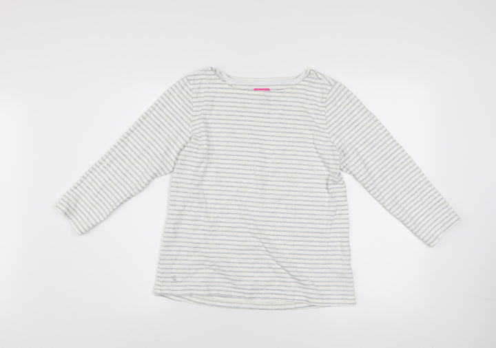 Joules Women Grey Stripe Cotton Pullover Sweatshirt UK 10