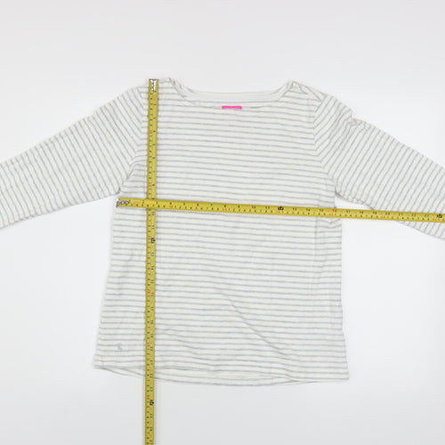 Joules Women Grey Stripe Cotton Pullover Sweatshirt UK 10