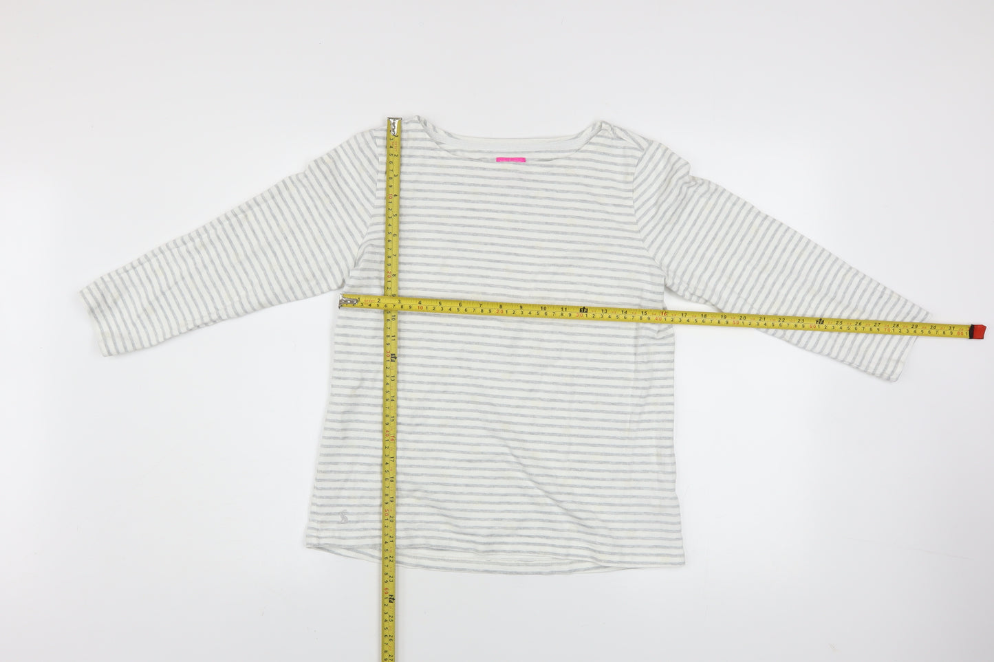 Joules Women Grey Stripe Cotton Pullover Sweatshirt UK 10