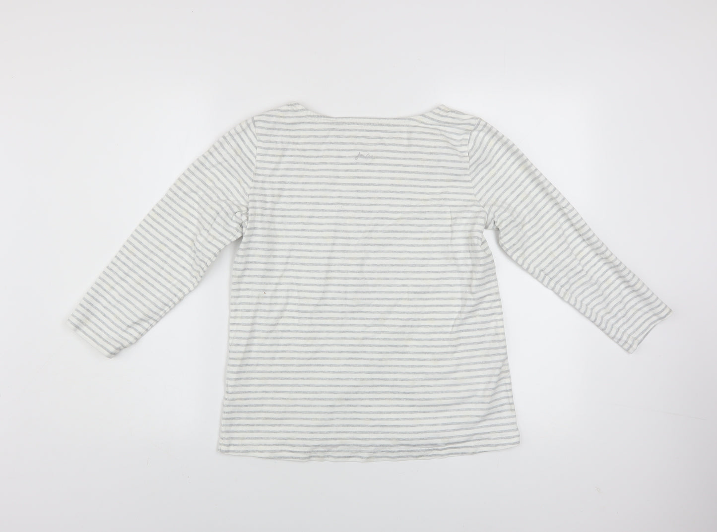 Joules Women Grey Stripe Cotton Pullover Sweatshirt UK 10