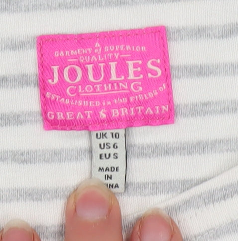 Joules Women Grey Stripe Cotton Pullover Sweatshirt UK 10