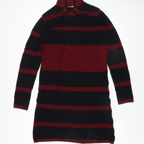 D&X Mode Women’s Black Red Striped Knit Bodycon Dress L/XL