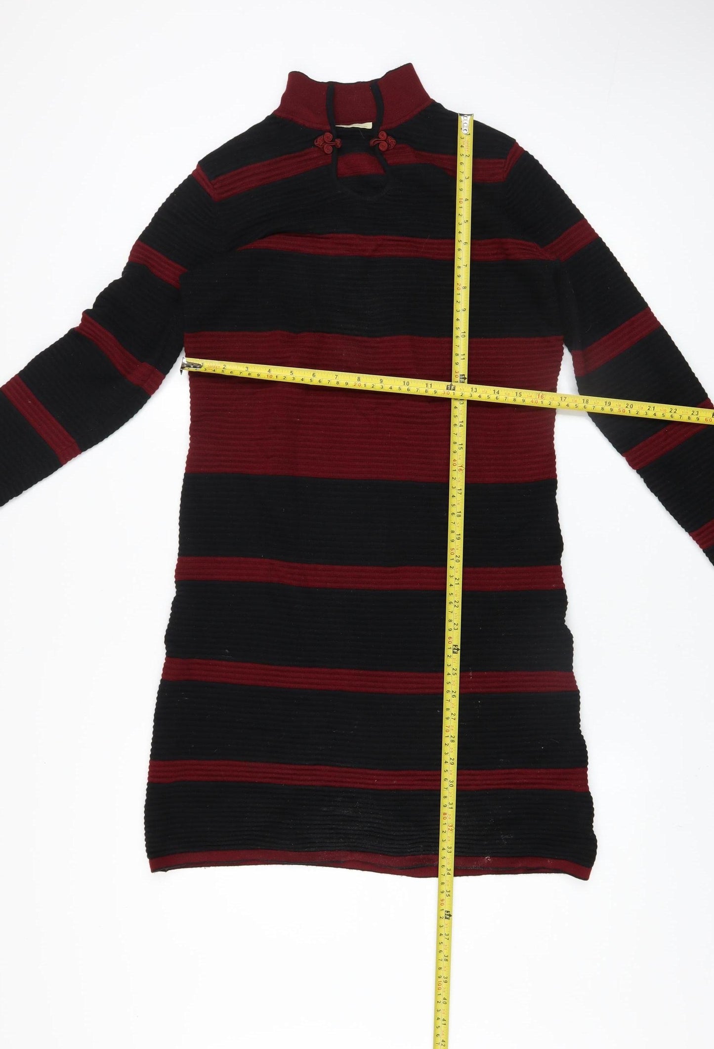 D&X Mode Women’s Black Red Striped Knit Bodycon Dress L/XL