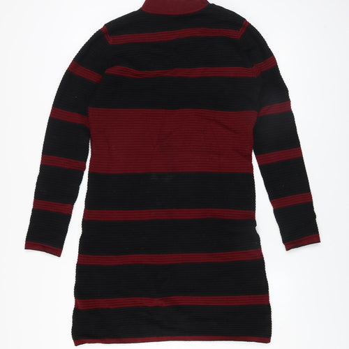 D&X Mode Women’s Black Red Striped Knit Bodycon Dress L/XL