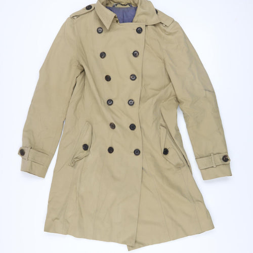 Jigsaw Women Beige Cotton Mid-Length Trench Coat UK 10