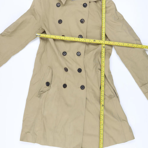 Jigsaw Women Beige Cotton Mid-Length Trench Coat UK 10