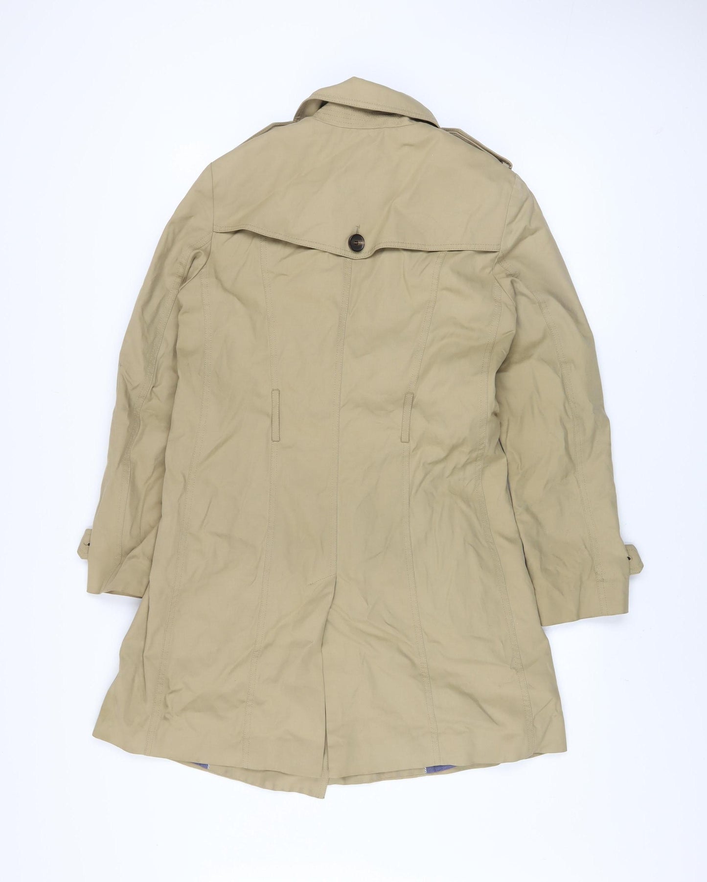 Jigsaw Women Beige Cotton Mid-Length Trench Coat UK 10