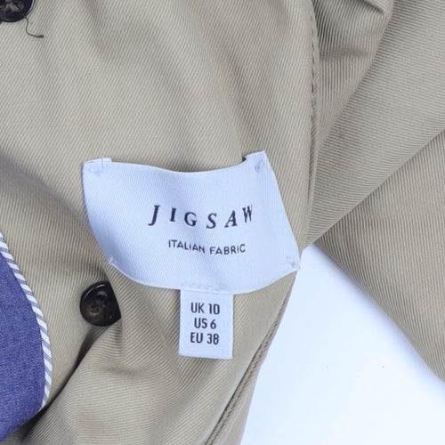 Jigsaw Women Beige Cotton Mid-Length Trench Coat UK 10