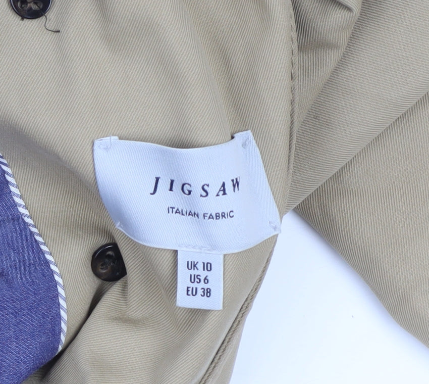 Jigsaw Women Beige Cotton Mid-Length Trench Coat UK 10