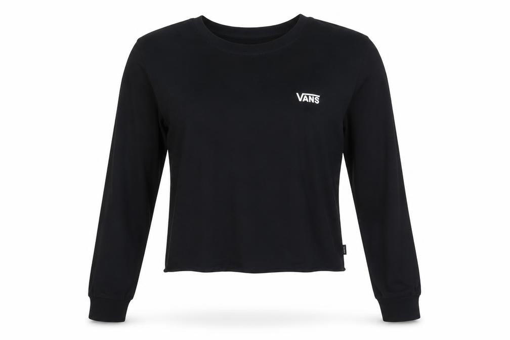 Vans Womens Black XS Cropped Long Sleeve T-Shirt