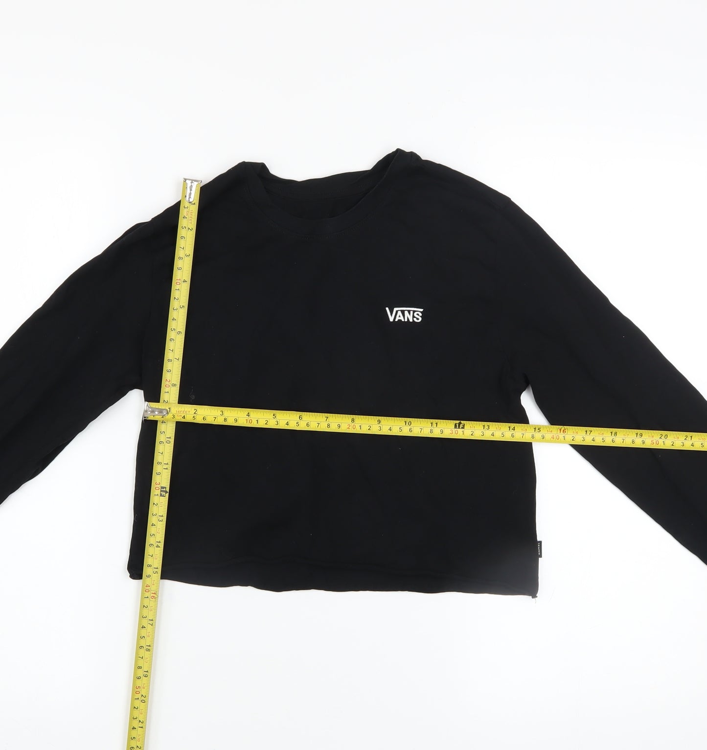 Vans Womens Black XS Cropped Long Sleeve T-Shirt