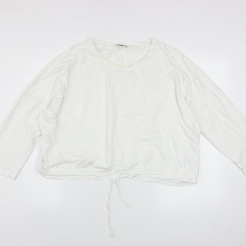 Whistles Women White Cotton Pullover Sweatshirt Size L