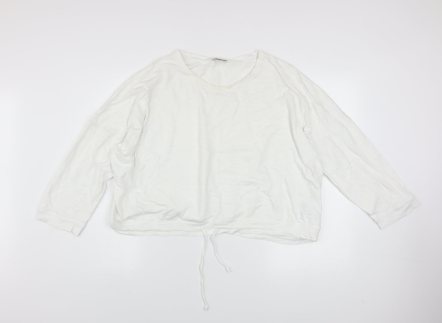 Whistles Women White Cotton Pullover Sweatshirt Size L