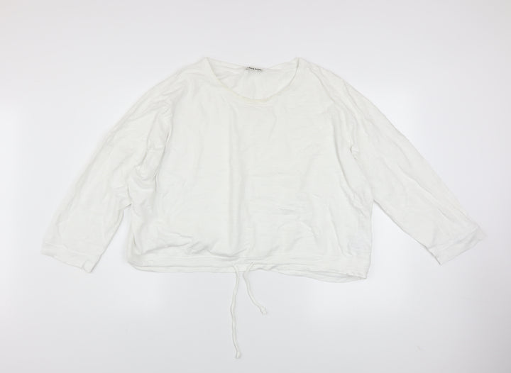 Whistles Women White Cotton Pullover Sweatshirt Size L