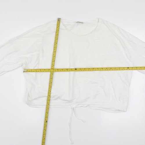 Whistles Women White Cotton Pullover Sweatshirt Size L