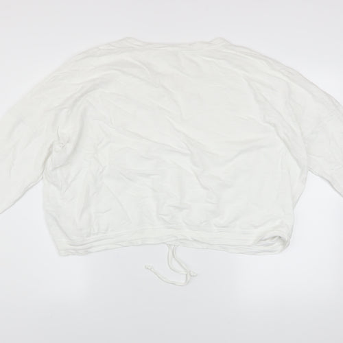 Whistles Women White Cotton Pullover Sweatshirt Size L