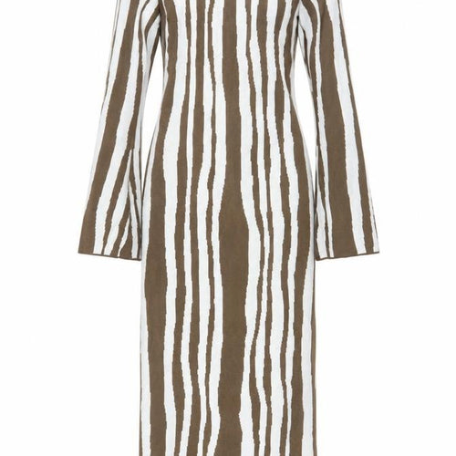 Misspap Women Brown Long Sleeve Bodycon Knit Dress L