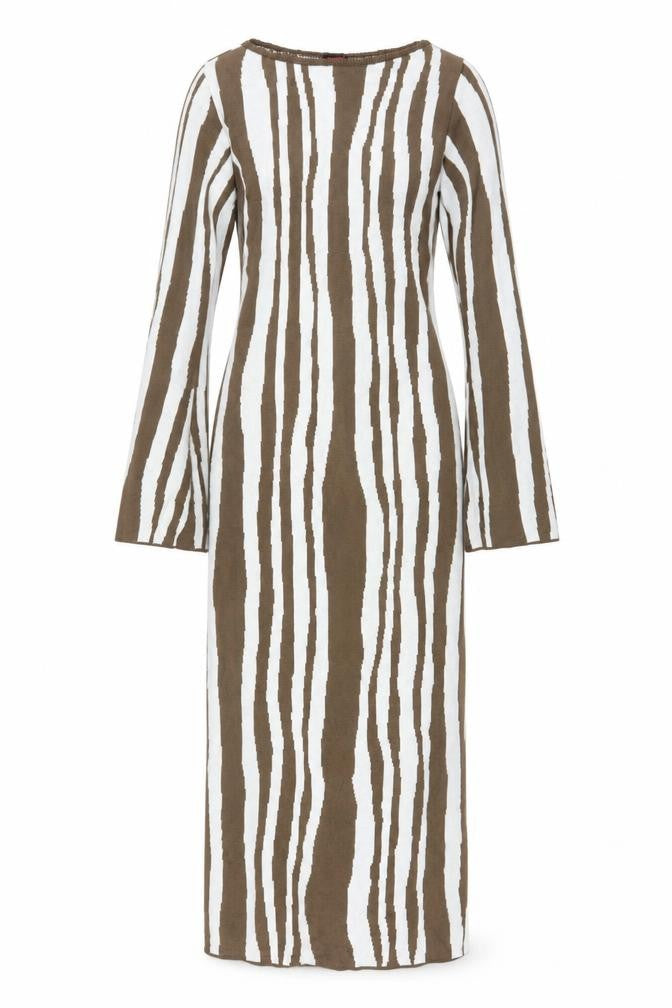 Misspap Women Brown Long Sleeve Bodycon Knit Dress L