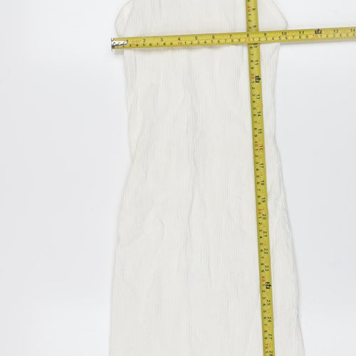 Bershka Women’s White XS Ribbed Cotton Sleeveless Bodycon Dress