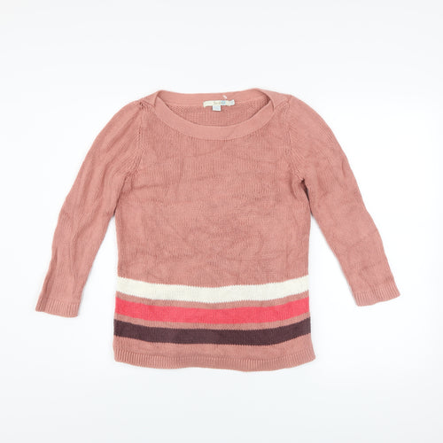 Boden Women Pink Striped Cotton Pullover Jumper Size 8
