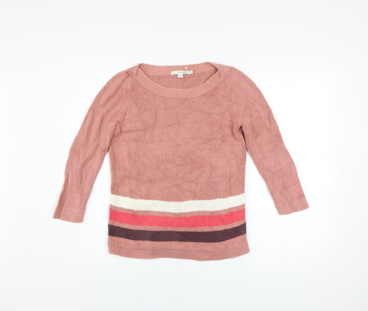 Boden Women Pink Striped Cotton Pullover Jumper Size 8