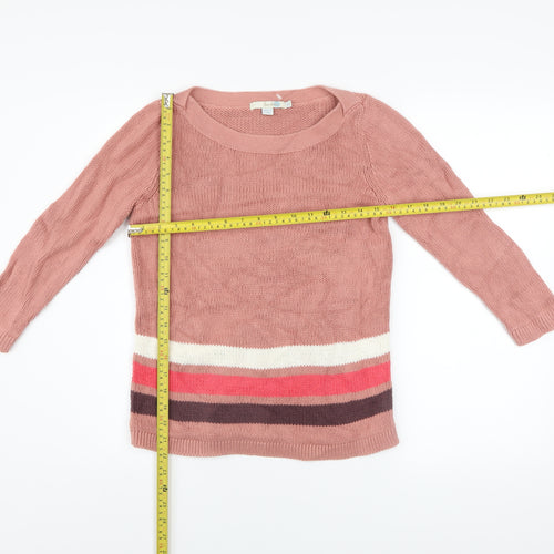 Boden Women Pink Striped Cotton Pullover Jumper Size 8
