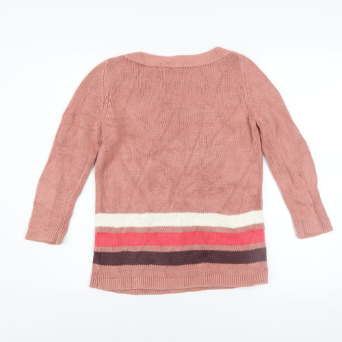 Boden Women Pink Striped Cotton Pullover Jumper Size 8