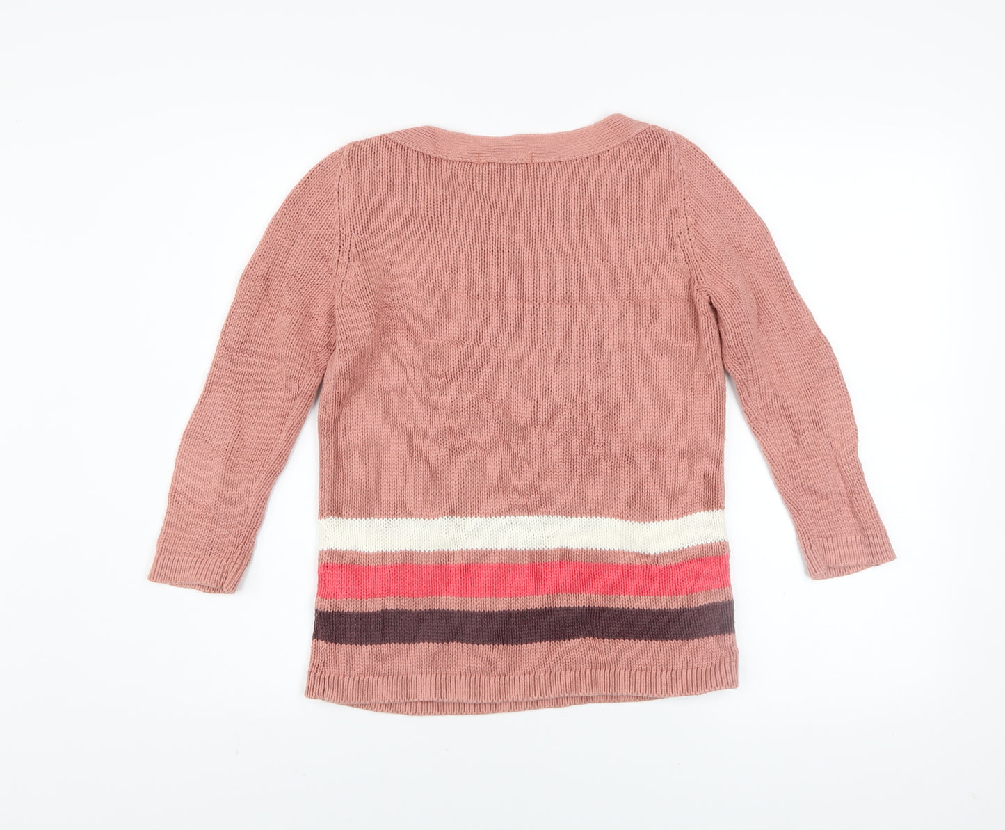 Boden Women Pink Striped Cotton Pullover Jumper Size 8
