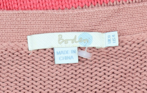 Boden Women Pink Striped Cotton Pullover Jumper Size 8
