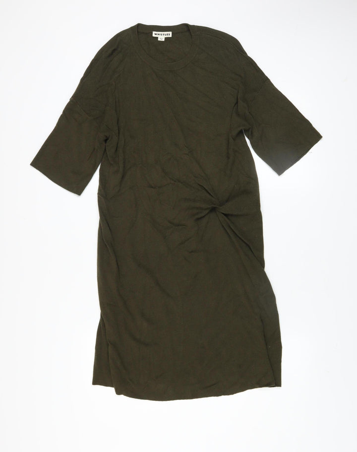 Whistles Women's Green Knit T-Shirt Dress Size M