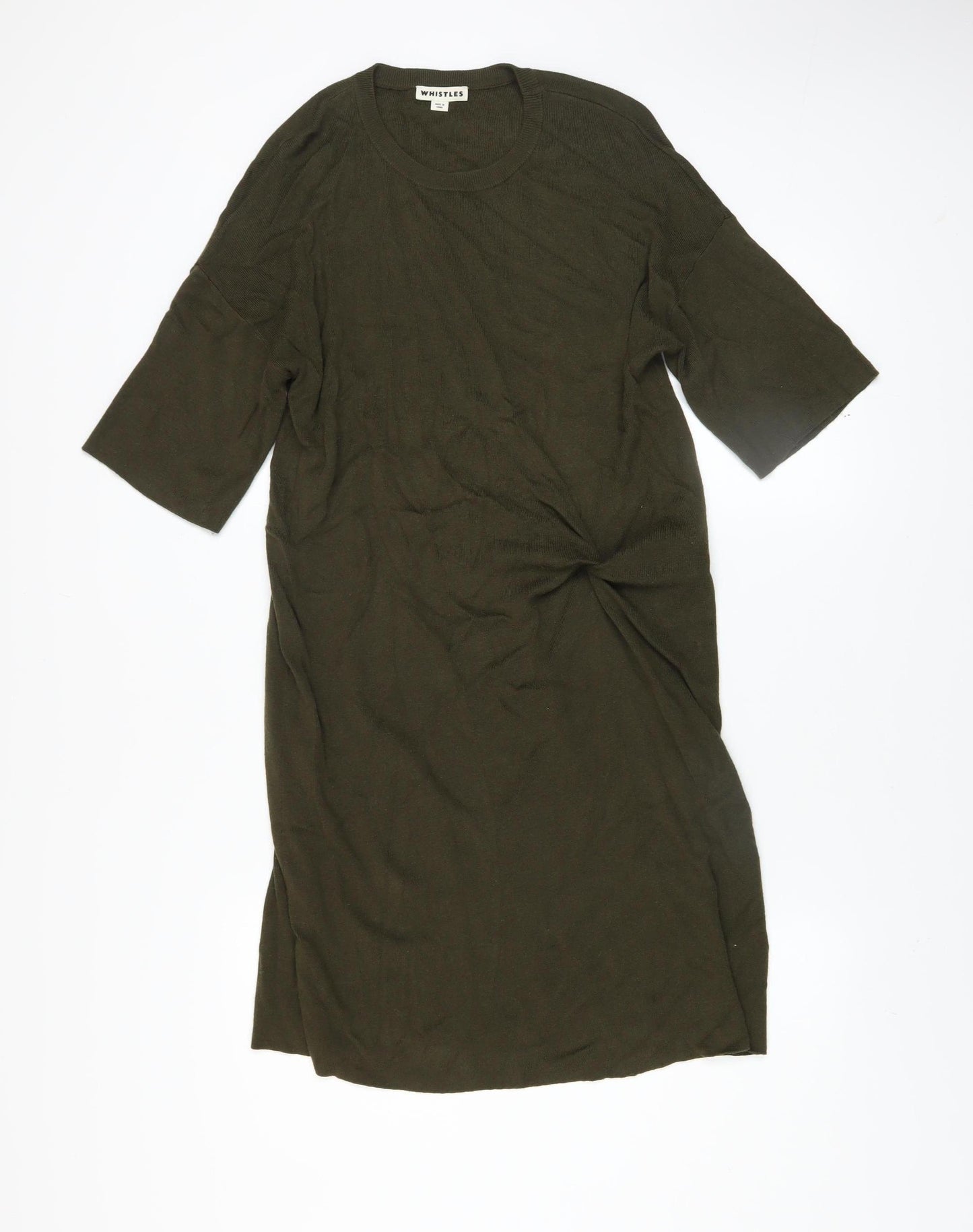 Whistles Women's Green Knit T-Shirt Dress Size M