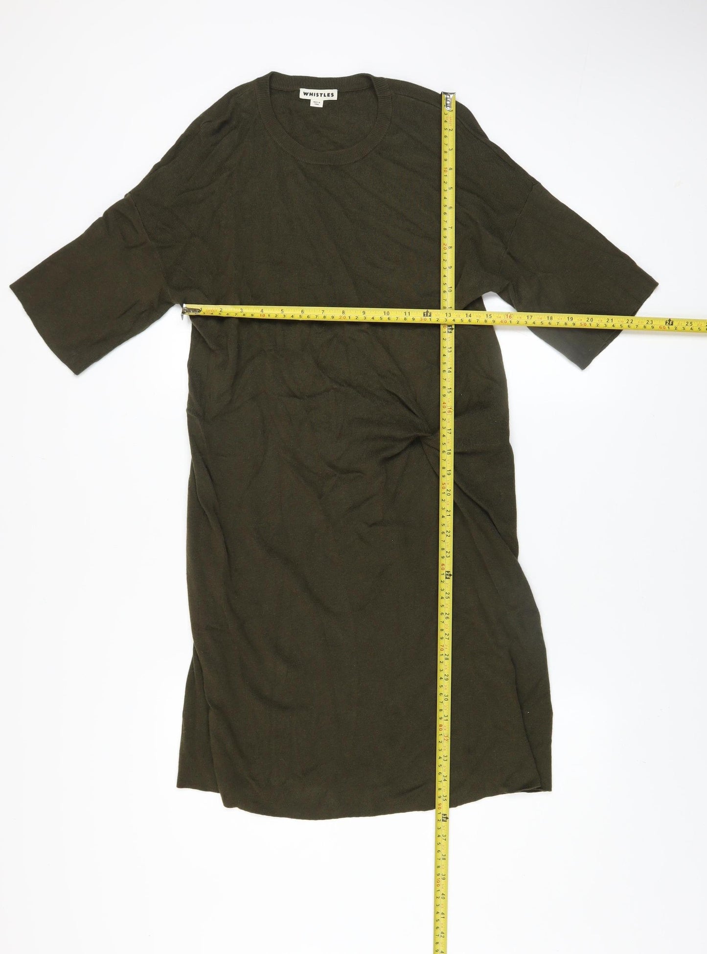 Whistles Women's Green Knit T-Shirt Dress Size M