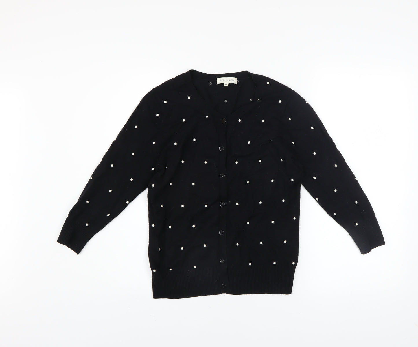 Austin Reed Women's Black Beaded V-Neck Cardigan Size M