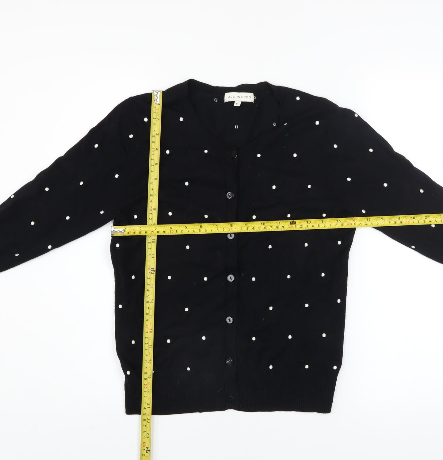 Austin Reed Women's Black Beaded V-Neck Cardigan Size M