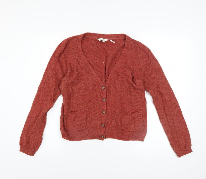 FatFace Women Brown Wool Cotton Blend Long Sleeve Cardigan Size 12