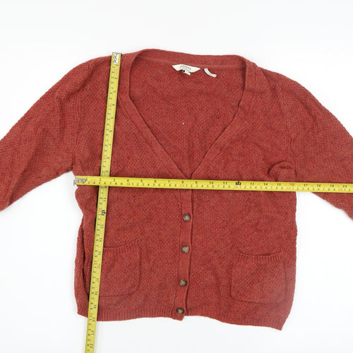 FatFace Women Brown Wool Cotton Blend Long Sleeve Cardigan Size 12