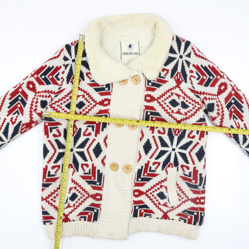 SoulCal & Co Women's Multicoloured Nordic Knit Button Jacket Size 16