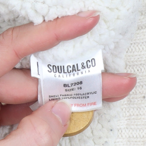 SoulCal & Co Women's Multicoloured Nordic Knit Button Jacket Size 16