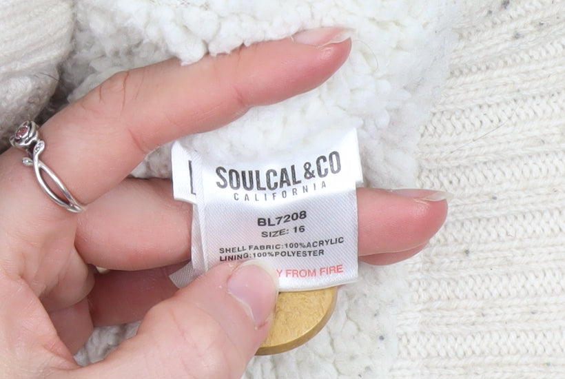 SoulCal & Co Women's Multicoloured Nordic Knit Button Jacket Size 16