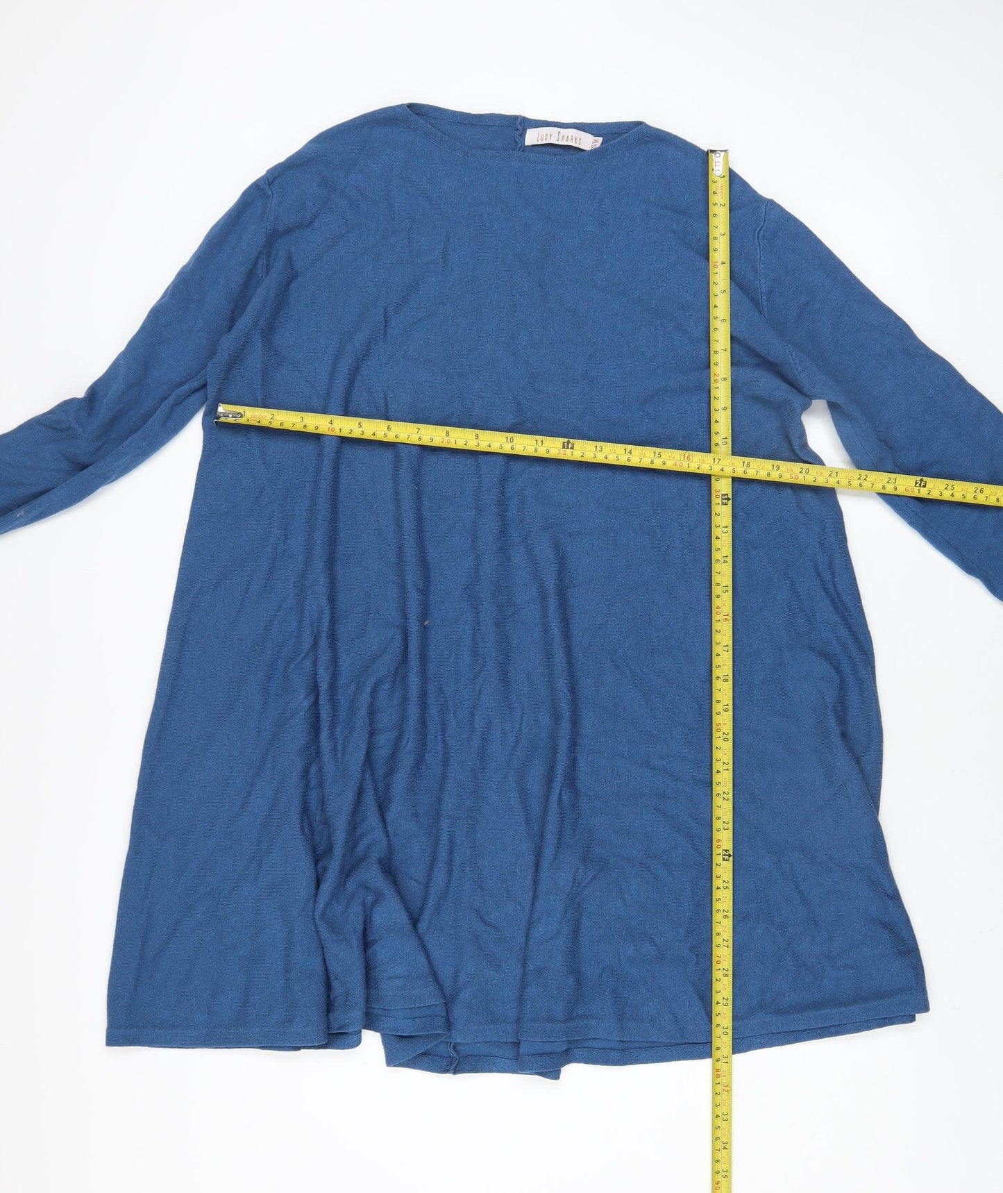 Lucy Sparks Women Blue Long Sleeve Knit Shift Dress M